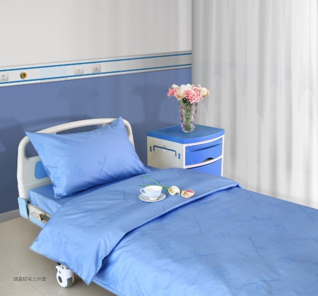 blue hospital bed sheet